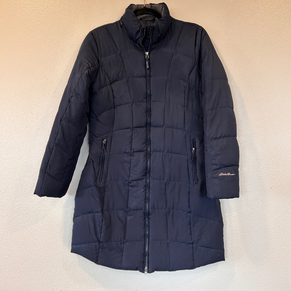 Eddie Bauer Navy Blue Down Quilted Puffer Parka Jacket Women's Size M